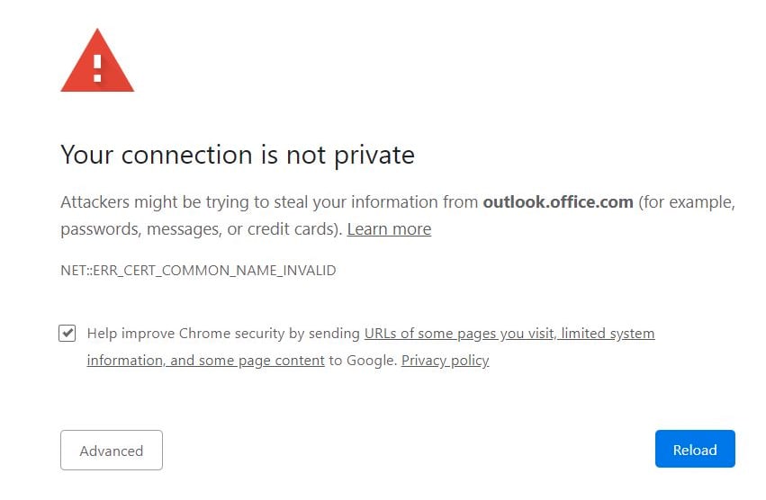Example of not secure website connection in Google Chrome