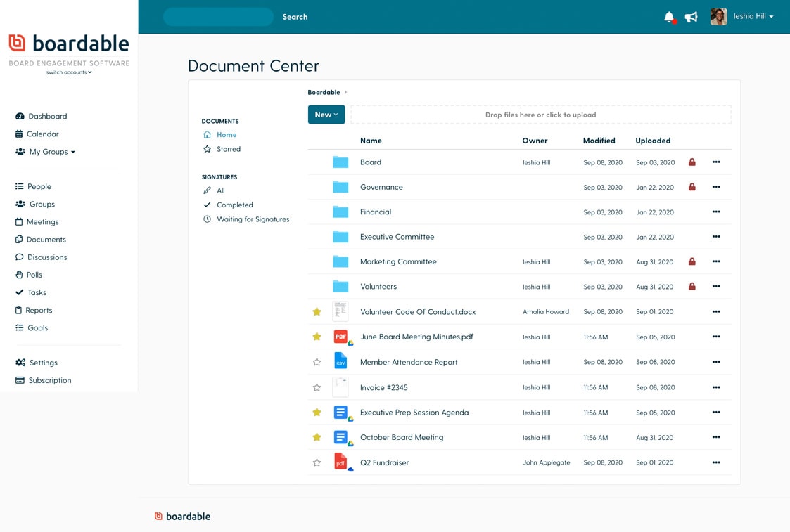 Document center inside of Boardable, Board Portal Software